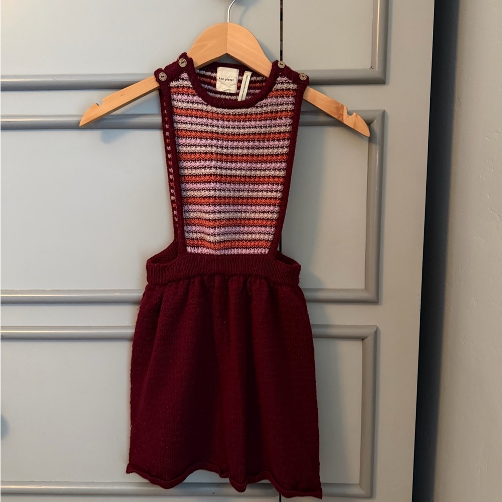 Wool pinafore by Knit Planet, machine washable kids size 6/8